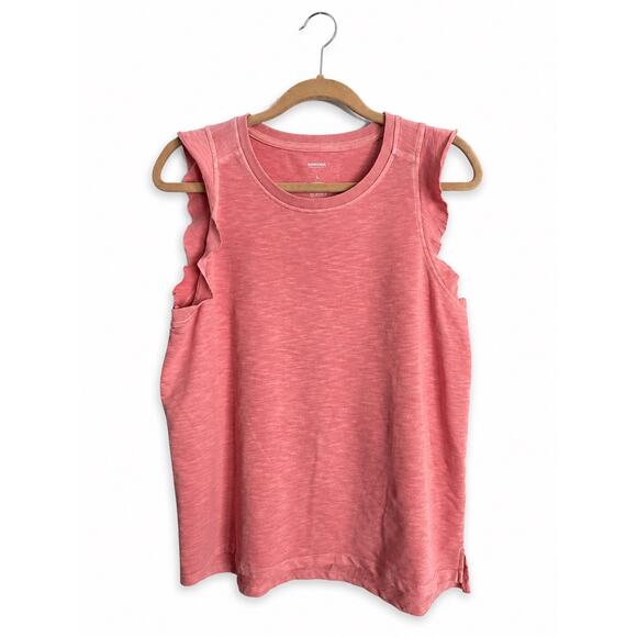 Sonoma Tops - Cute Ruffle Sleeve Pink Tank Top Cottagecore Feminine Tee L Sonoma